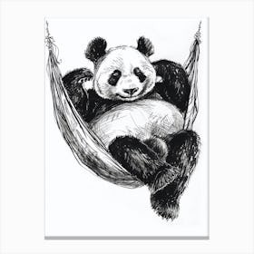 Giant Panda Napping In A Hammock Ink Illustration 1 Canvas Print