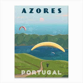 Azores, Portugal — Retro travel minimalist poster Canvas Print