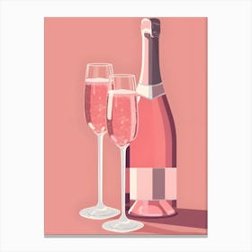 Two Glasses Of Pink Champagne Canvas Print