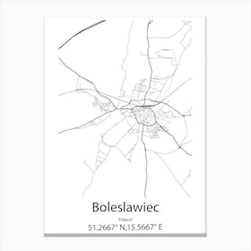 Boleslawiec,Poland Minimalist Map Canvas Print