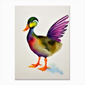 Duck 2 Watercolour Bird Canvas Print