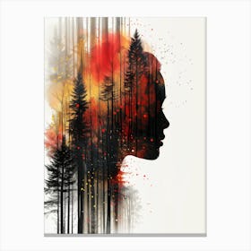 Silhouette Of A Woman In The Forest Canvas Print