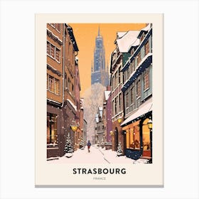 Vintage Winter Travel Poster Strasbourg France 1 Canvas Print