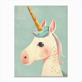 Pastel Storybook Watercolour Unicorn Canvas Print