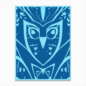 Abstract Owl Blue Two Tone 1 Canvas Print