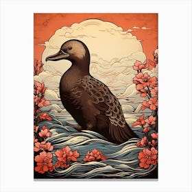 Platypus Animal Drawing In The Style Of Ukiyo E 4 Canvas Print