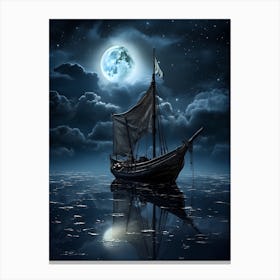 Ship In The Moonlight 1 Canvas Print