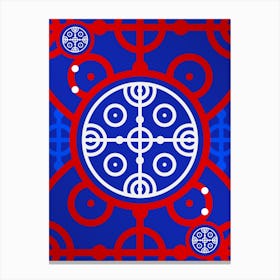 Geometric Abstract Glyph in White on Red and Blue Array n.0045 Canvas Print