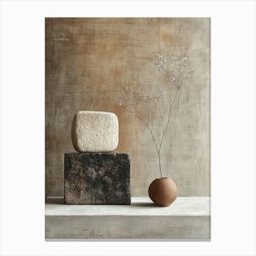 Minimalist Geometric Still Life – Modern Abstract Art In Neutral Tones Canvas Print