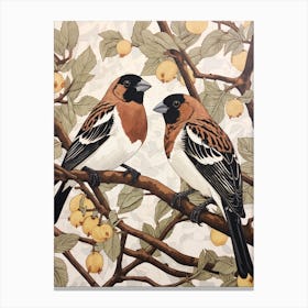 Art Nouveau Birds Poster House Sparrow 3 Canvas Print