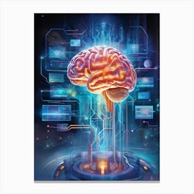 Abstract Digital Painting Of A Human Brain Neural Connections Resembling An Elaborate Circuit Its (5) Canvas Print