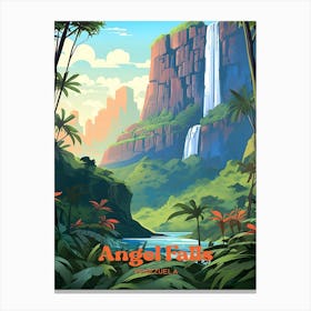 Angel Falls Venezuela Waterfall Travel Art Illustration 1 Canvas Print