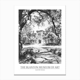 The Blanton Museum Of Art Austin Texas Black And White Drawing 1 Poster Canvas Print