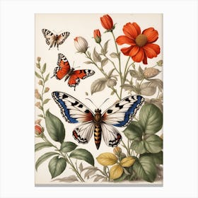 Butterflies And Flowers 1 Canvas Print