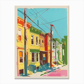 Tottenville New York Colourful Silkscreen Illustration 4 Canvas Print