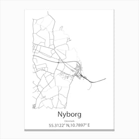 Nyborg,Denmark Minimalist Map Canvas Print