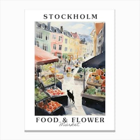 Food Market With Cats In Stockholm 2 Poster Canvas Print