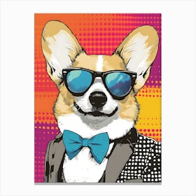 Super Cool Corgi Illustration Pop 17 Canvas Print