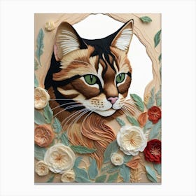 Cat With Flowers Canvas Print