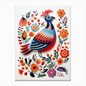 Scandinavian Bird Illustration Partridge 3 Canvas Print