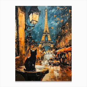 Black Cat In Paris 2 Canvas Print