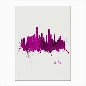 Miami Florida City Purple Canvas Print