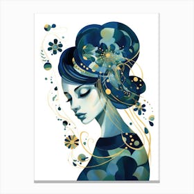 Blue Flower Girl 1 Canvas Print