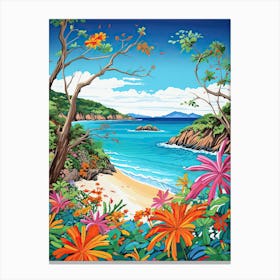 Trunk Bay Beach, Us Virgin Islands, Matisse And Rousseau Style 2 Canvas Print
