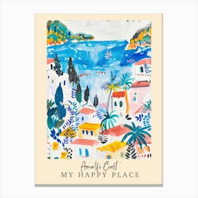 My Happy Place Amalfi Coast 3 Travel Poster Canvas Print