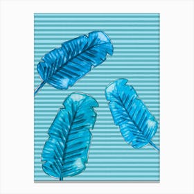 Blue Palm Stripes print Canvas Print