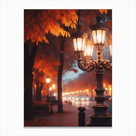 Street Lamp In Autumn Canvas Print