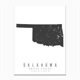 Oklahoma Mono Black And White Modern Minimal Street Map Canvas Print