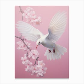 Dove With Cherry Blossoms Canvas Print