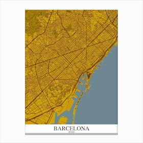 Barcelona Yellow Blue Canvas Print