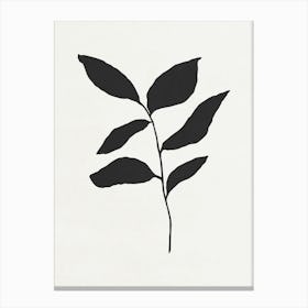 Minimalist Black Leaf 05 Canvas Print