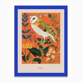 Spring Birds Poster Owl 1 Canvas Print
