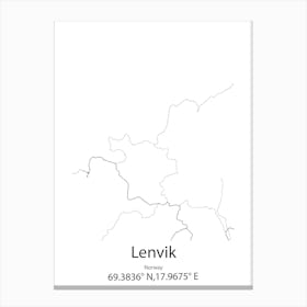 Lenvik,Norway Minimalist Map Canvas Print