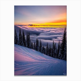 Revelstoke, Canada 1 Sunrise Skiing Poster Canvas Print