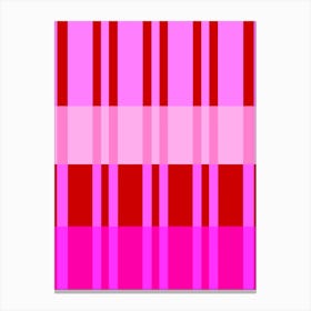 Pink And Red Geometric Stripes Abstract Canvas Print