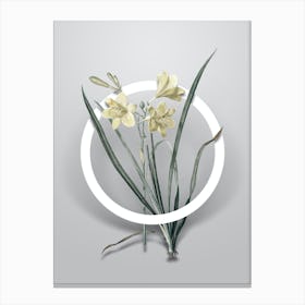 Vintage Daylily Minimalist Floral Geometric Circle on Soft Gray Canvas Print