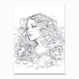 Line Art Inspired By The Birth Of Venus 5 Canvas Print