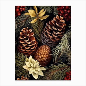 William Morris Style Pinecones 5 Canvas Print