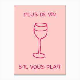 Wine Glass Kitchen Poster Pink Canvas Print