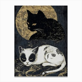 Cat In The Moonlight Canvas Print