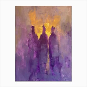 Three Men In Purple Canvas Print