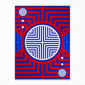Geometric Abstract Glyph in White on Red and Blue Array n.0020 Canvas Print