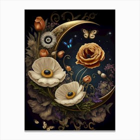 Moon And Flowers 4 Canvas Print