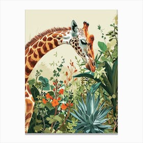 Giraffes Looking Over The Leaves 1 Canvas Print