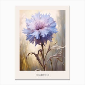 Floral Illustration Cornflower Poster Canvas Print