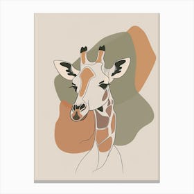 Giraffe - Boho, Line Art 17 Canvas Print